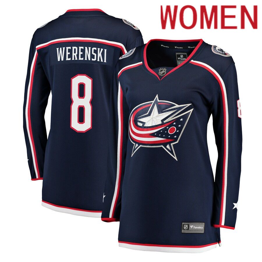 Women Columbus Blue Jackets #8 Zach Werenski Fanatics Branded Navy Breakaway NHL Jersey->columbus blue jackets->NHL Jersey